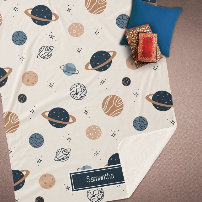 Couverture Sherpa Motif d'esquisse Planètes système solaire (Créateur téléchargé)