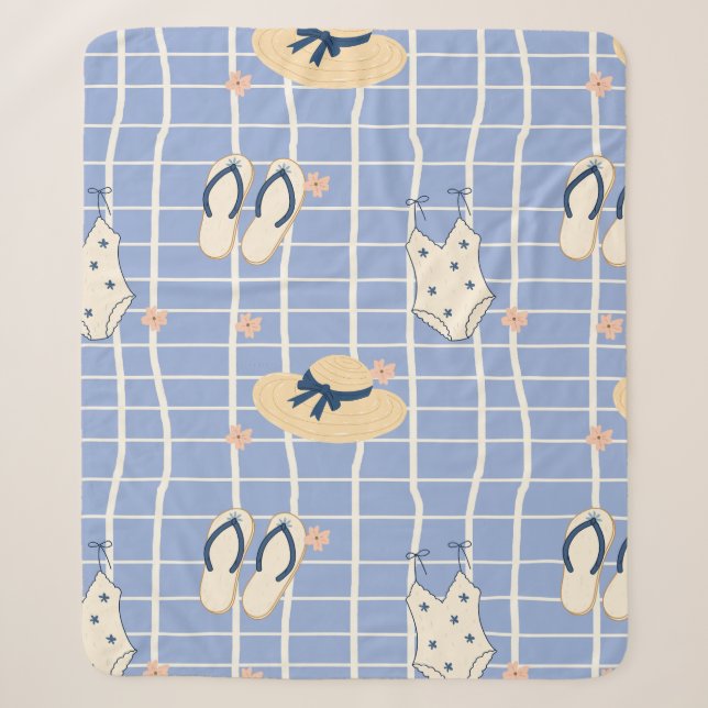 Couverture Sherpa Motif d'essentiels de plage estivale (1) (Devant)