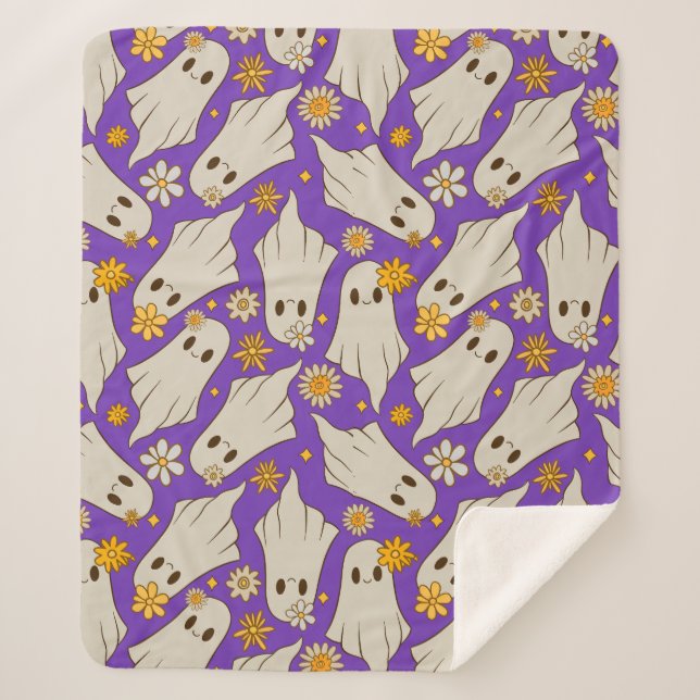 Couverture Sherpa Motif d'Halloween Ghosts (Devant)