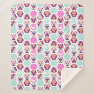 Couverture Sherpa Motif d'hexagone d'aquarelle