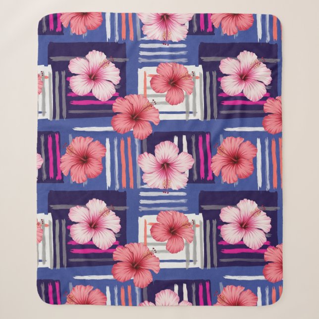 Couverture Sherpa Motif d'Hibiscus Tropical Côtier (12) (Devant)