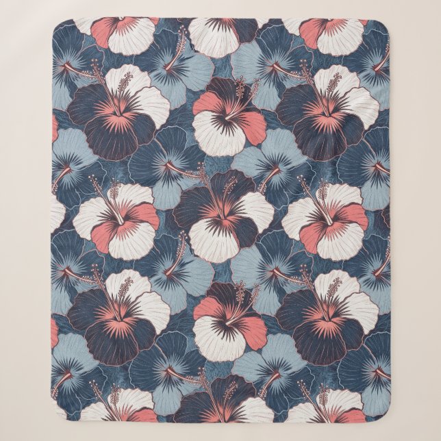 Couverture Sherpa Motif d'Hibiscus Tropical Côtier (14) (Devant)