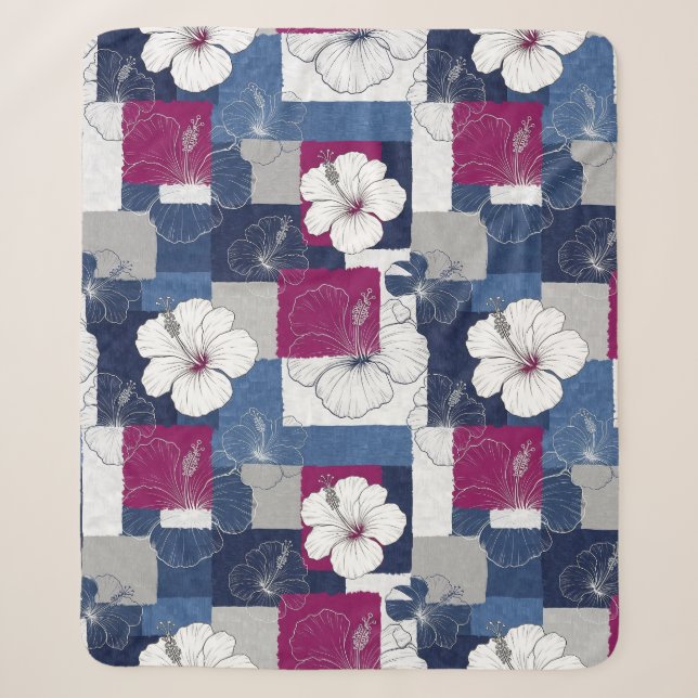 Couverture Sherpa Motif d'Hibiscus Tropical Côtier (6) (Devant)