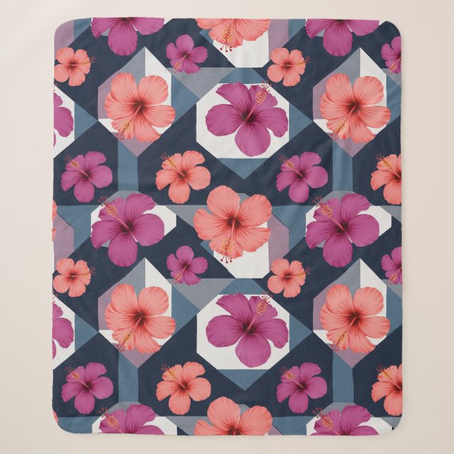 Couverture Sherpa Motif d'Hibiscus Tropical Côtier (8) (Devant)