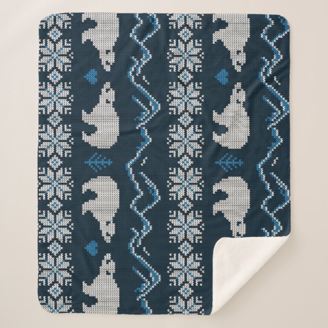Couverture Sherpa Motif d'hiver nue aux ours polaires (Devant)