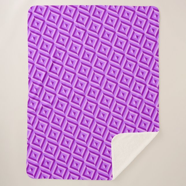 Couverture Sherpa Motif diamant à trois tons violet (Devant)