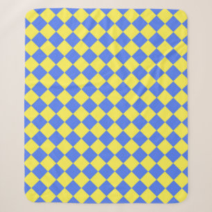 Couverture Sherpa Motif diamant jaune bleu Checker