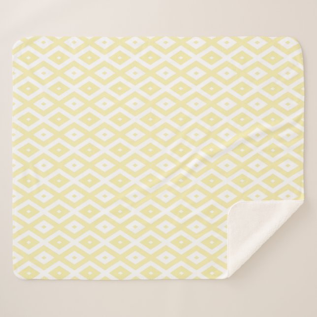 Couverture Sherpa Motif diamant jaune pâle et blanc (Devant (Horizontal))