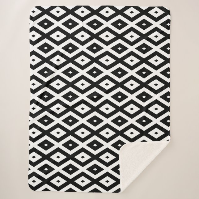 Couverture Sherpa Motif diamant noir et blanc (Devant)