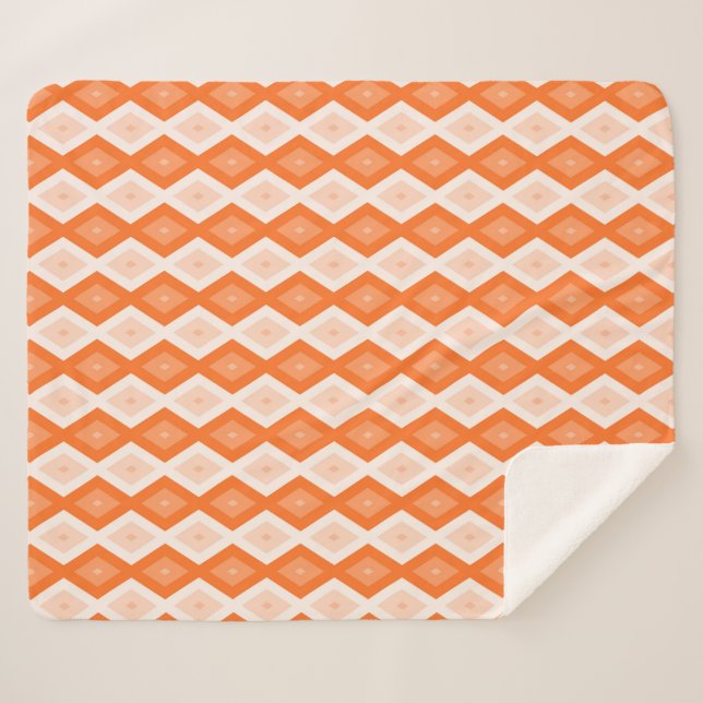 Couverture Sherpa Motif diamant orange (Devant (Horizontal))