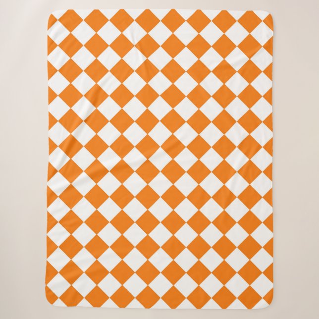 Couverture Sherpa Motif diamant Orange White Checker (Devant)