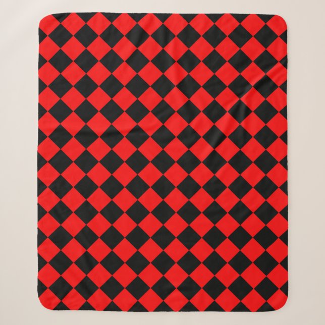 Couverture Sherpa Motif diamant Red Black Checker (Devant)
