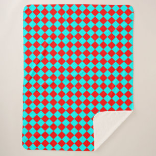 Couverture Sherpa Motif diamant Red Cyan Checker