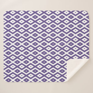 Couverture Sherpa Motif diamant ultra violet et blanc