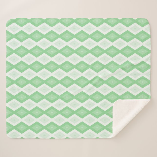 Couverture Sherpa Motif diamant vert pomme (Devant (Horizontal))