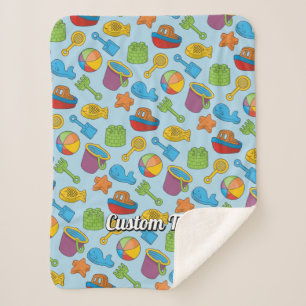 Couverture Sherpa Motif d'icônes de jouets de plage