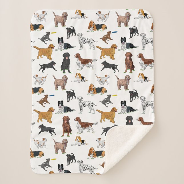 Couverture Sherpa Motif d'illustrations de chiens mignons (Devant)