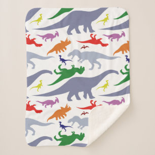 Couverture Sherpa Motif Dinosaure coloré (Lumière)