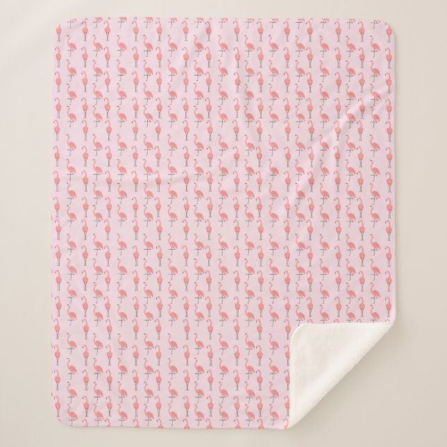 Couverture Sherpa Motif d'oiseaux de Flamant rose rose aléatoire (Devant)