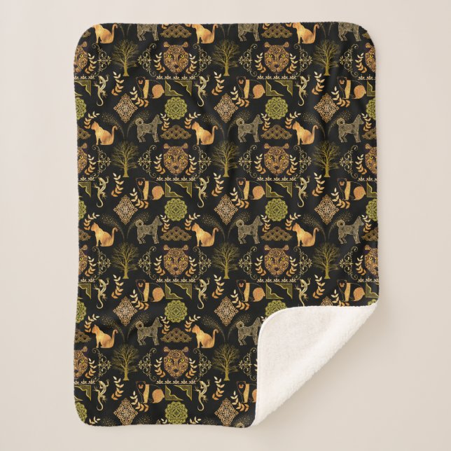 Couverture Sherpa Motif d'or 03,bw Black BG (Devant)
