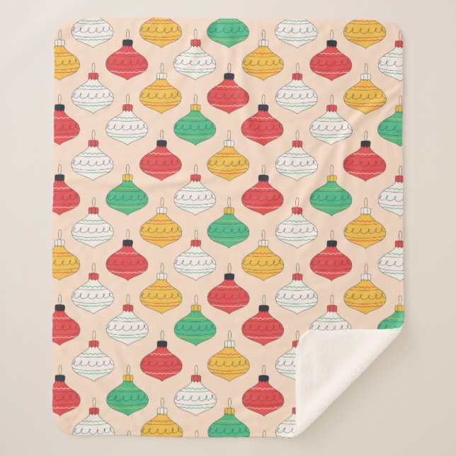 Couverture Sherpa Motif d'ornements de Noël rétro (Devant)