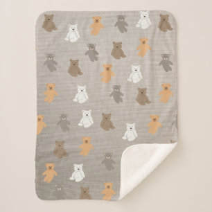 Couverture Sherpa Motif d'ours mou