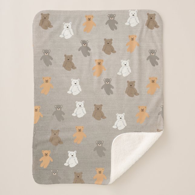 Couverture Sherpa Motif d'ours mou (Devant)