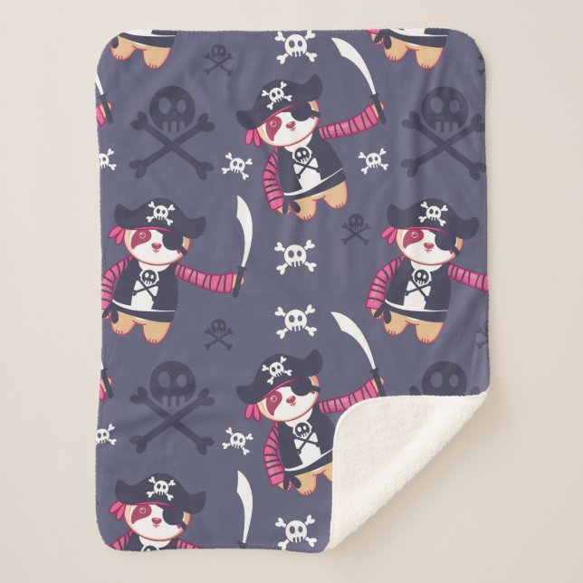 Couverture Sherpa Motif d'ours panda pirate mignon (Devant)