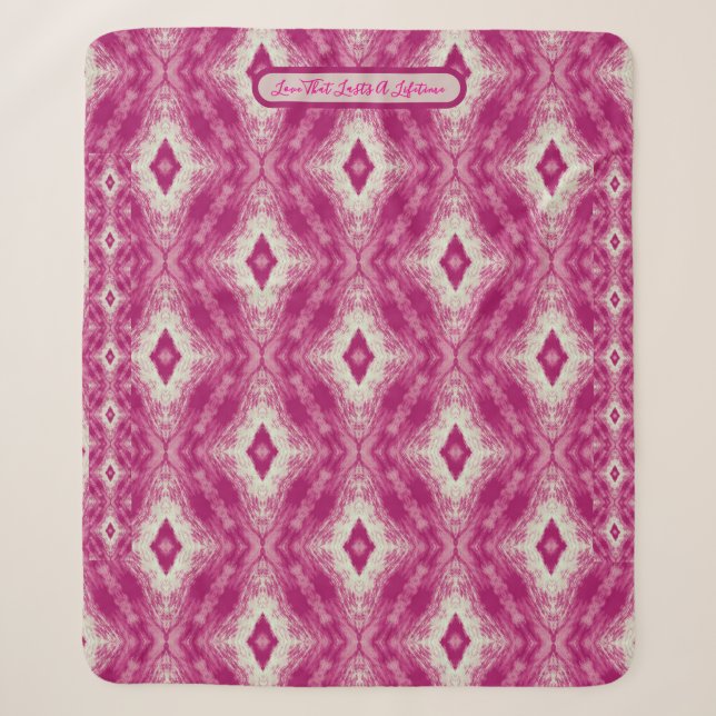 Couverture Sherpa Motif du Caire blanc et rose (Devant)