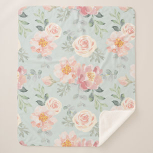 Couverture Sherpa Motif du jardin rose Rose Rose Pastel