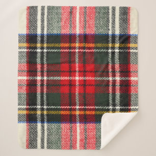 Couverture Sherpa Motif écossais tartan. Laine rouge et blanche plai