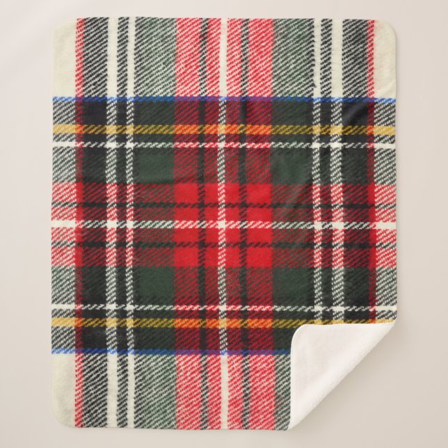 Couverture Sherpa Motif écossais tartan. Laine rouge et blanche plai (Devant)