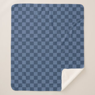 Couverture Sherpa Motif élégant à carreaux bleu foncé et bleu clair
