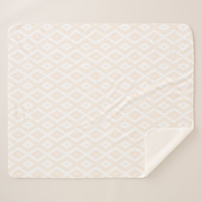 Couverture Sherpa Motif en diamant beige et blanc (Devant (Horizontal))