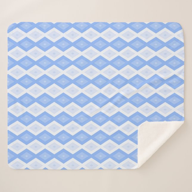 Couverture Sherpa Motif en diamant bleu pâle (Devant (Horizontal))