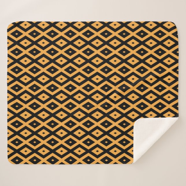 Couverture Sherpa Motif en diamant jaune et noir (Devant (Horizontal))