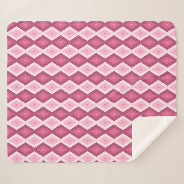 Couverture Sherpa Motif en diamant rose (Devant (Horizontal))