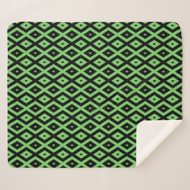 Couverture Sherpa Motif en diamant vert citron et noir (Devant (Horizontal))