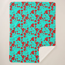 Motif en forme de coeur rouge en turquoise vide