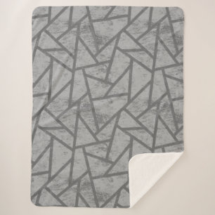 Couverture Sherpa Motif en mosaïque gris
