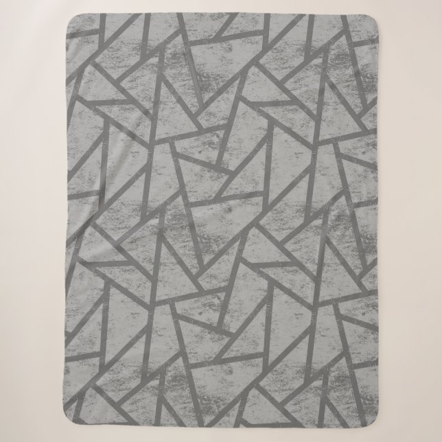 Couverture Sherpa Motif en mosaïque gris (Devant)