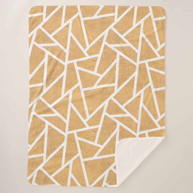 Couverture Sherpa Motif en mosaïque jaune et blanc (Devant)