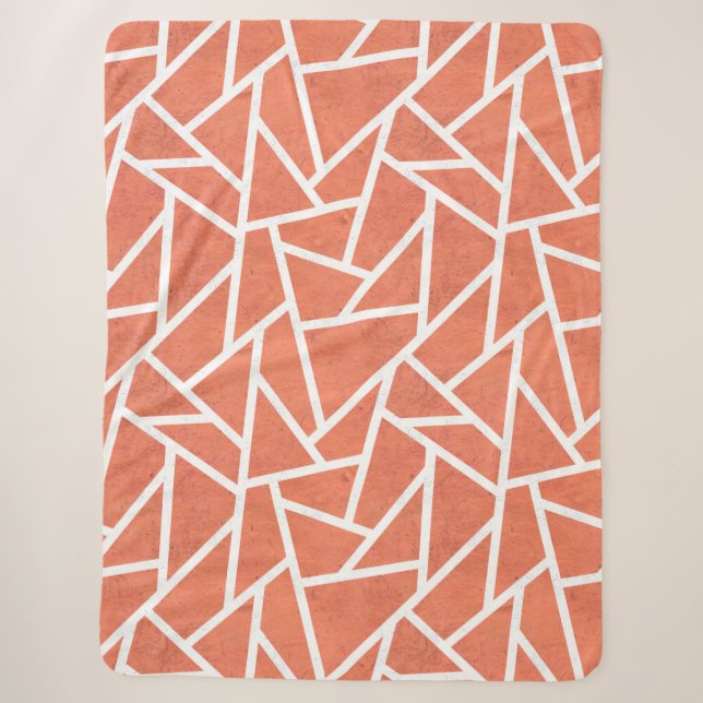 Couverture Sherpa Motif en mosaïque orange mandarin (Devant)