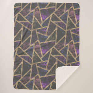 Couverture Sherpa Motif en mosaïque violet et or