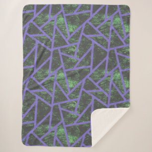 Couverture Sherpa Motif en mosaïque violet et verte