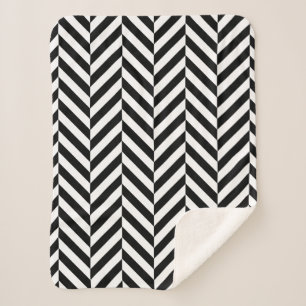 Couverture Sherpa Motif en sonnerie géométrique noir et blanc