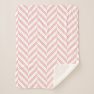 Couverture Sherpa Motif en sonnerie géométrique rose et blanc