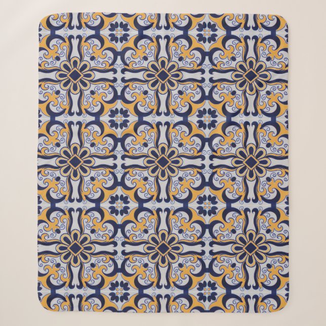 Couverture Sherpa Motif en tuiles portugaises (Devant)