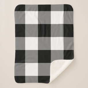 Couverture Sherpa Motif En vichy noir