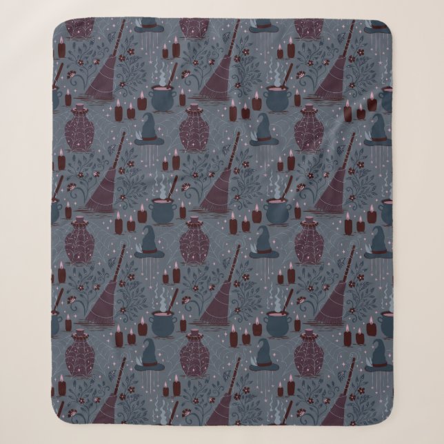 Couverture Sherpa Motif ensorcelant de Halloween sous la lune (Devant)